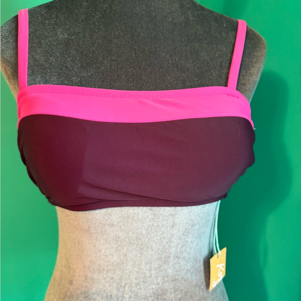 Kona Sol Pink and Purple Bandeau Bikini top